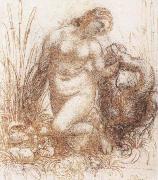 Leonardo  Da Vinci Study for a kneeling Leda oil painting artist